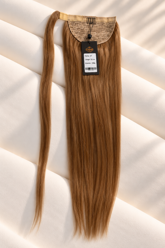 Echthaar Ponytail – 55 cm | 100 g | Farbe 27